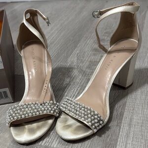 Elegant Cream Block Heel Sandals